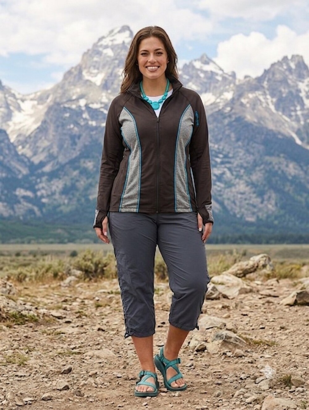 Powder River Black & Gray Women’s Softshell Jacket with Blue Trim Size Large - Picture 3 of 16